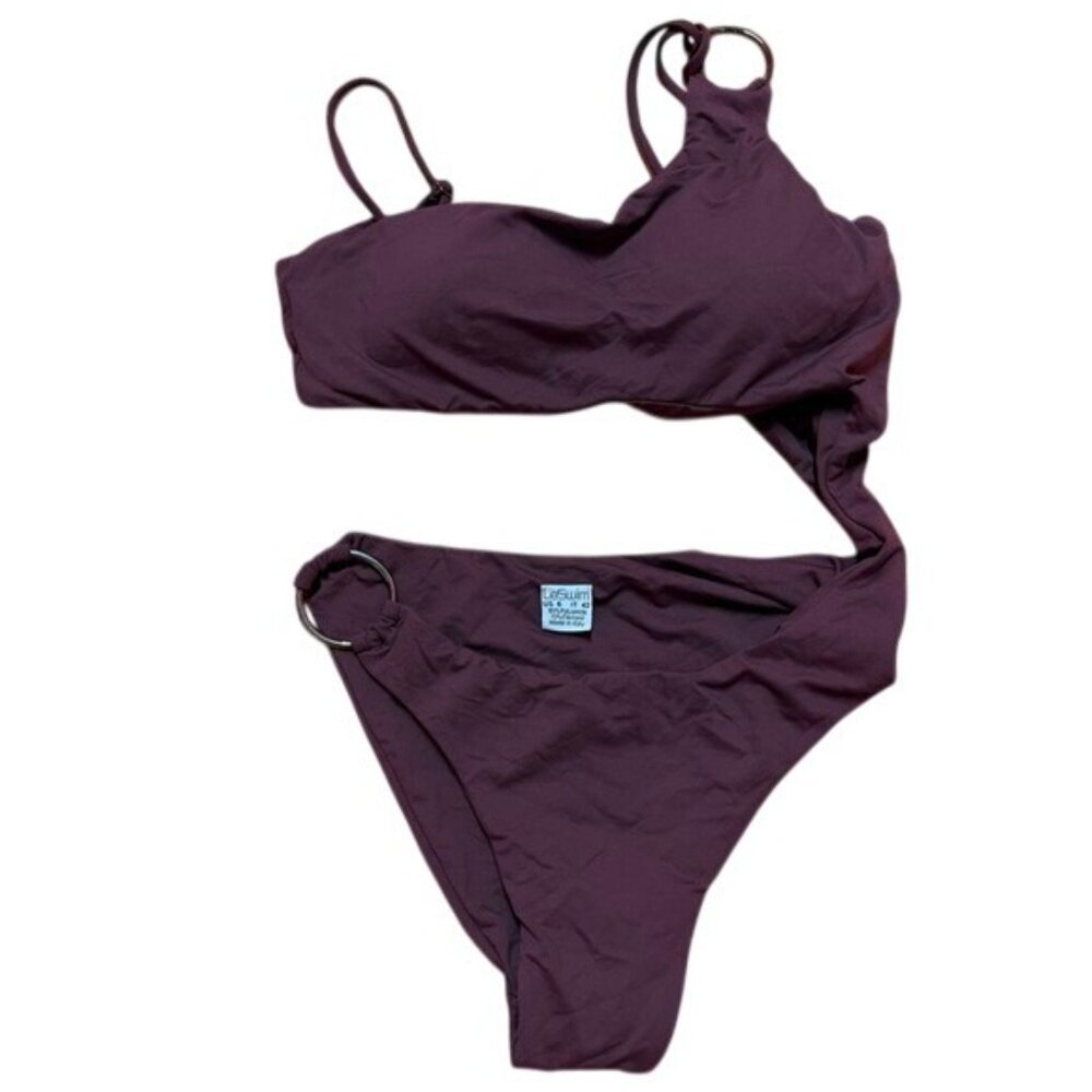 Le Swim Thalia Asymmetric Monokini in Plum